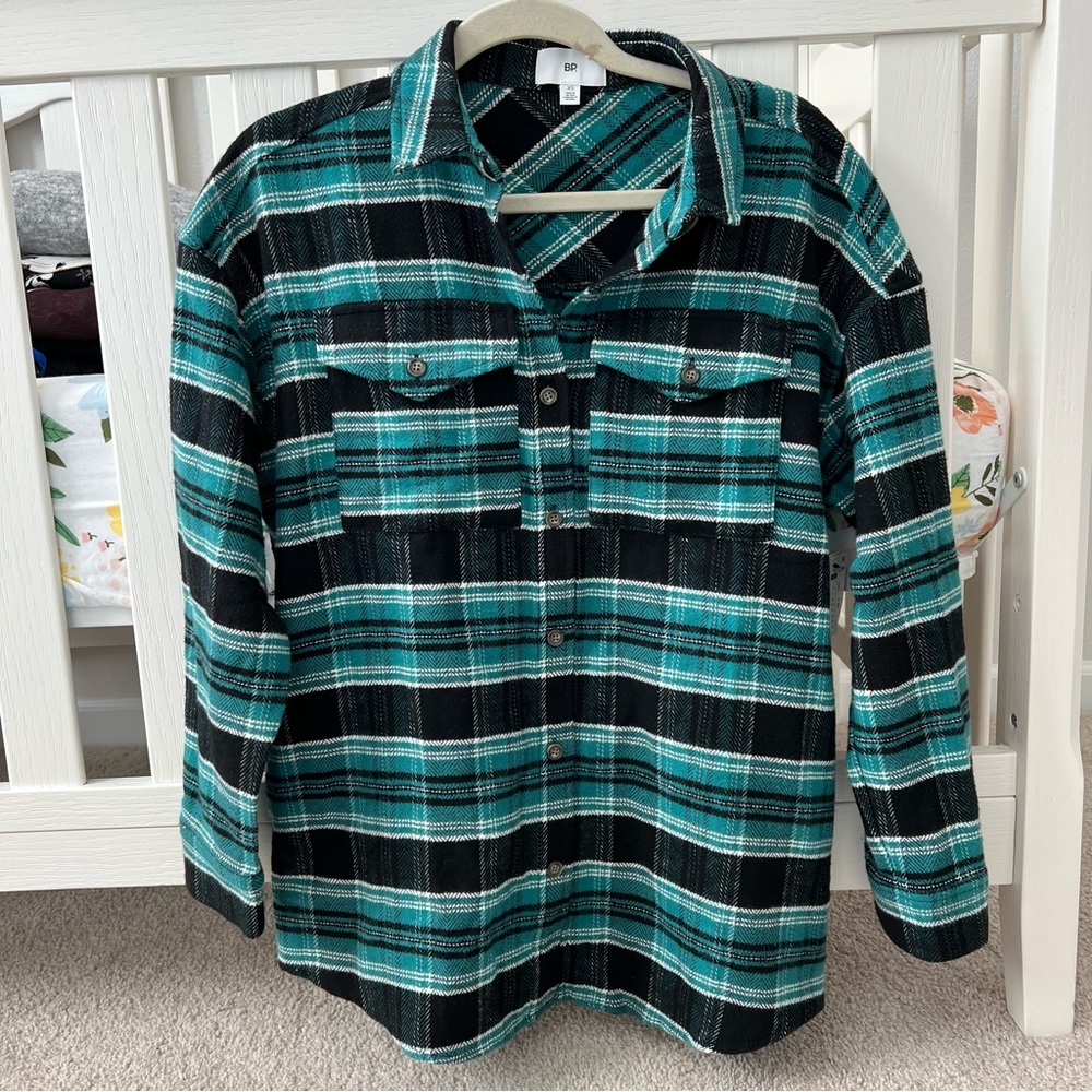 BP Lauren Herringbone Flannel Shirt Jacket